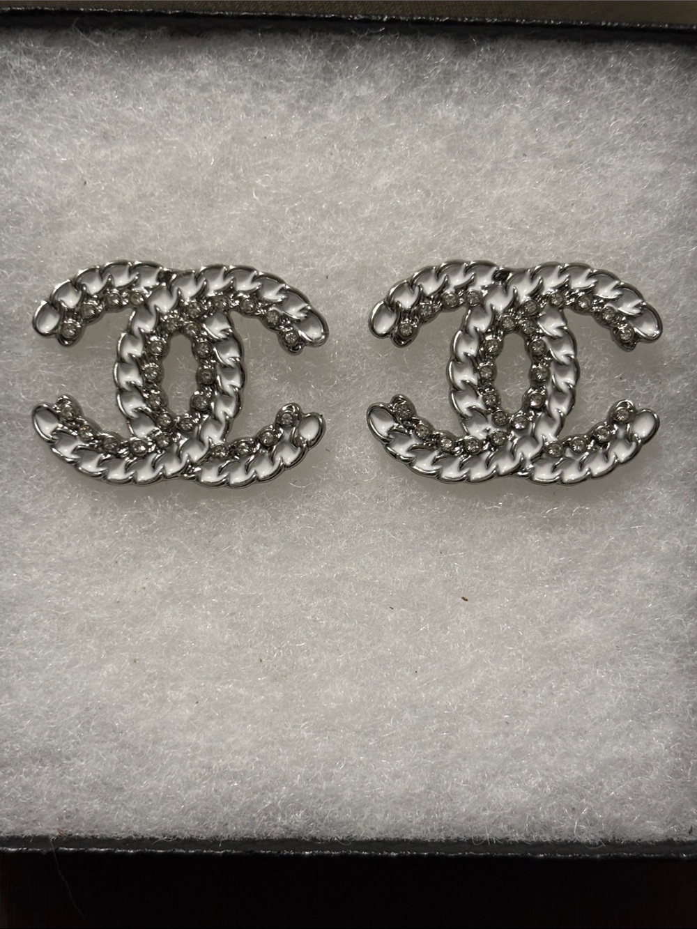 CC Silver Interlocking Logo Stud Earrings
